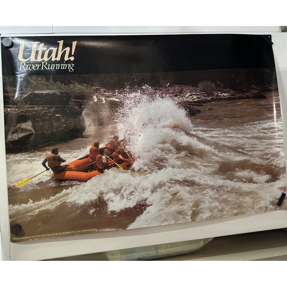 Utah Travel Council River Running Poster 1990 Don L Fulton Green River Rafting